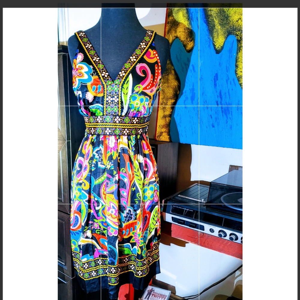 ECI silk/satin sun dress.